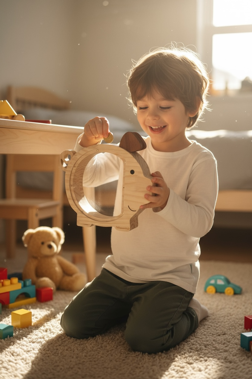 Alcancía Infantil de Madera (Café)