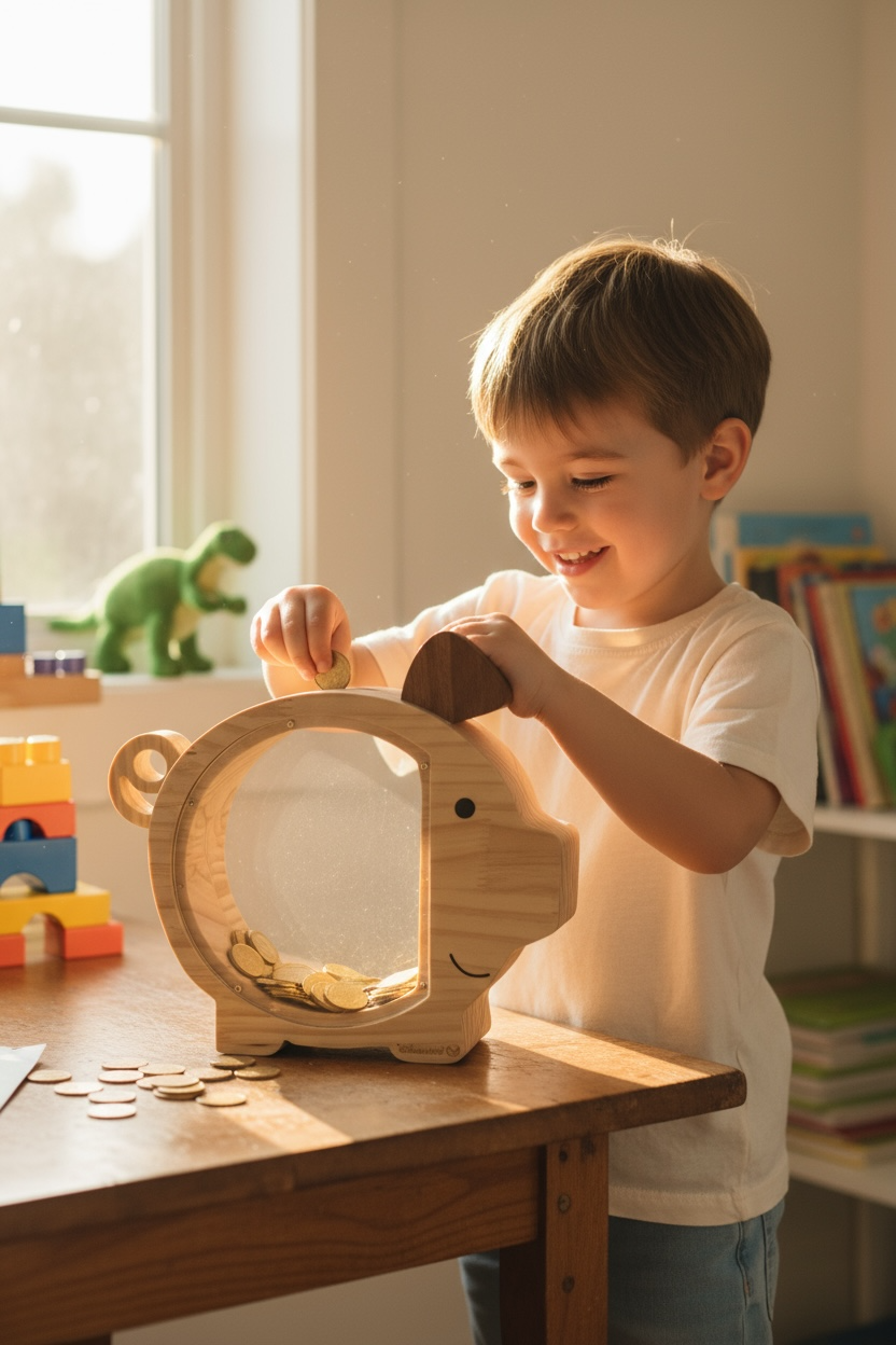 Alcancía Infantil de Madera (Café)